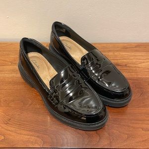 Black Patent Clarks Loafers